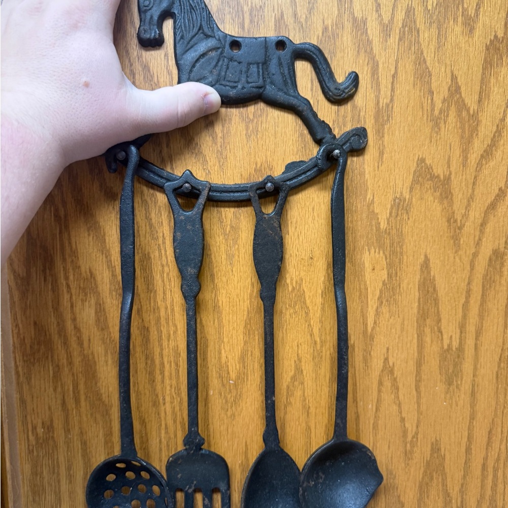Cast Iron Horse Utensil Holder